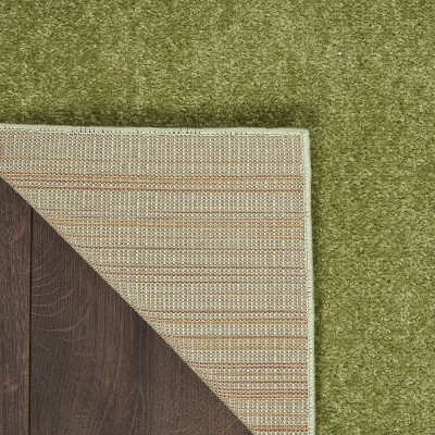 Green Power-Loomed Synthetic Runner Rug with Latex Backing