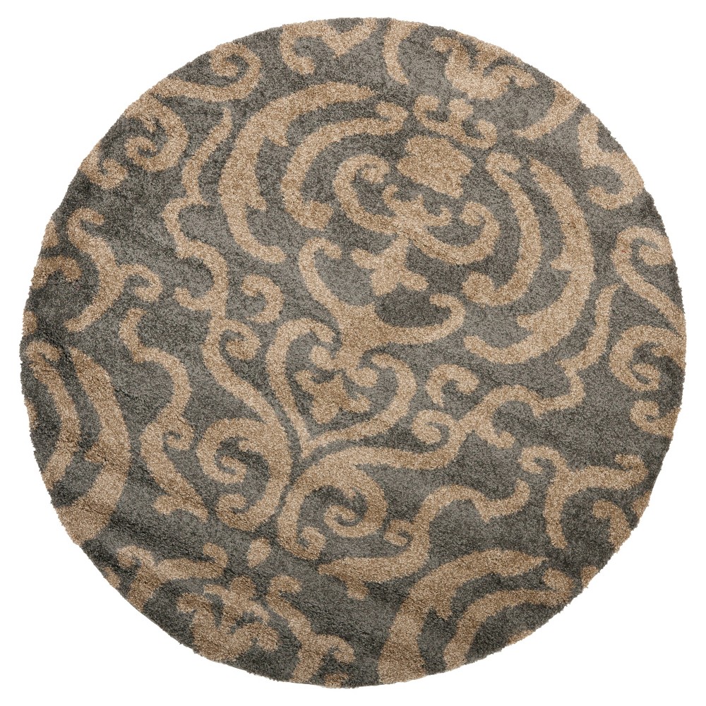 Gray/Beige Abstract Loomed Round Accent Rug - (4' Round) - Safavieh