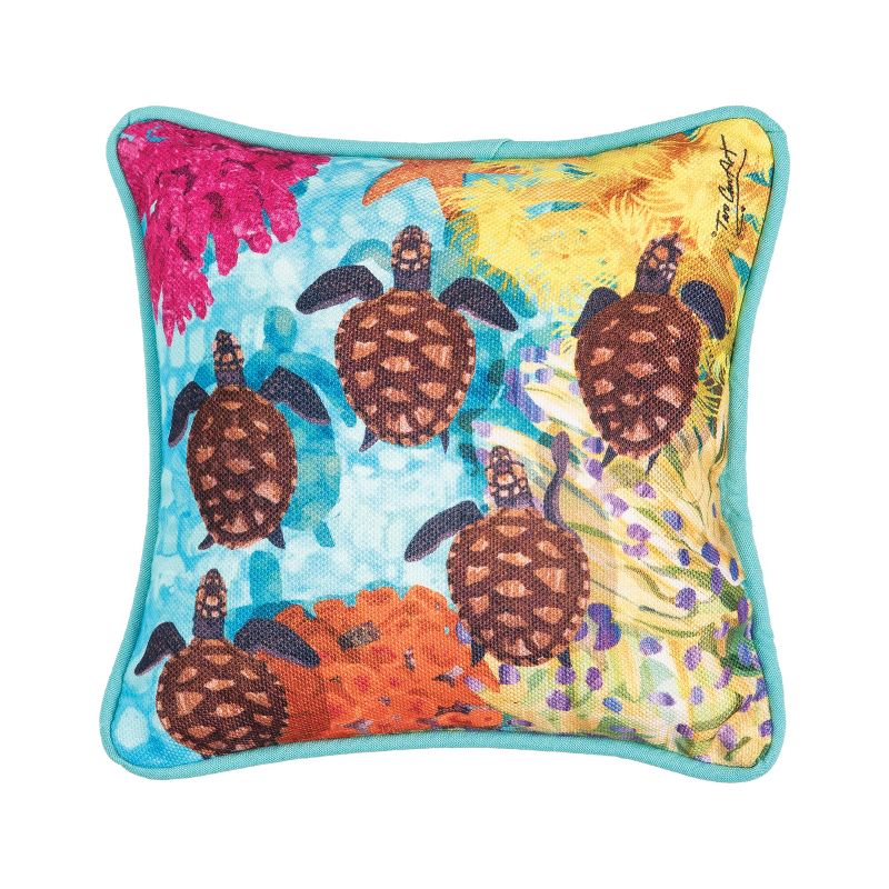 C&F Home 8" x 8" Baby Turtles Petite Printed Throw Pillow, 1 of 5