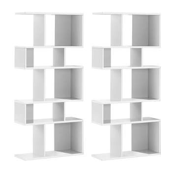 Tangkula 2 PCS 5 Cubes Ladder Shelf Freestanding Bookshelf Display Rack Bookcase