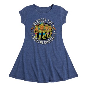 Girls' - Teenage Mutant Ninja Turtles - Respect the Brotherhood Fit & Flair Cap Sleeve Dress - 1 of 2