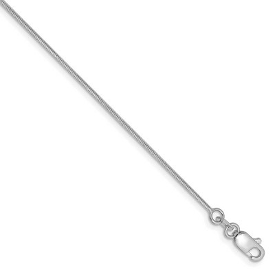 Black Bow Jewelry 1mm, 14k White Gold, Octagonal Snake Chain Anklet or Bracelet