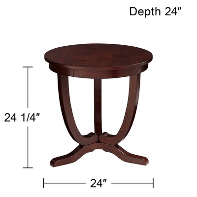 Espresso Acacia Wood Round Accent Table with Curving Legs