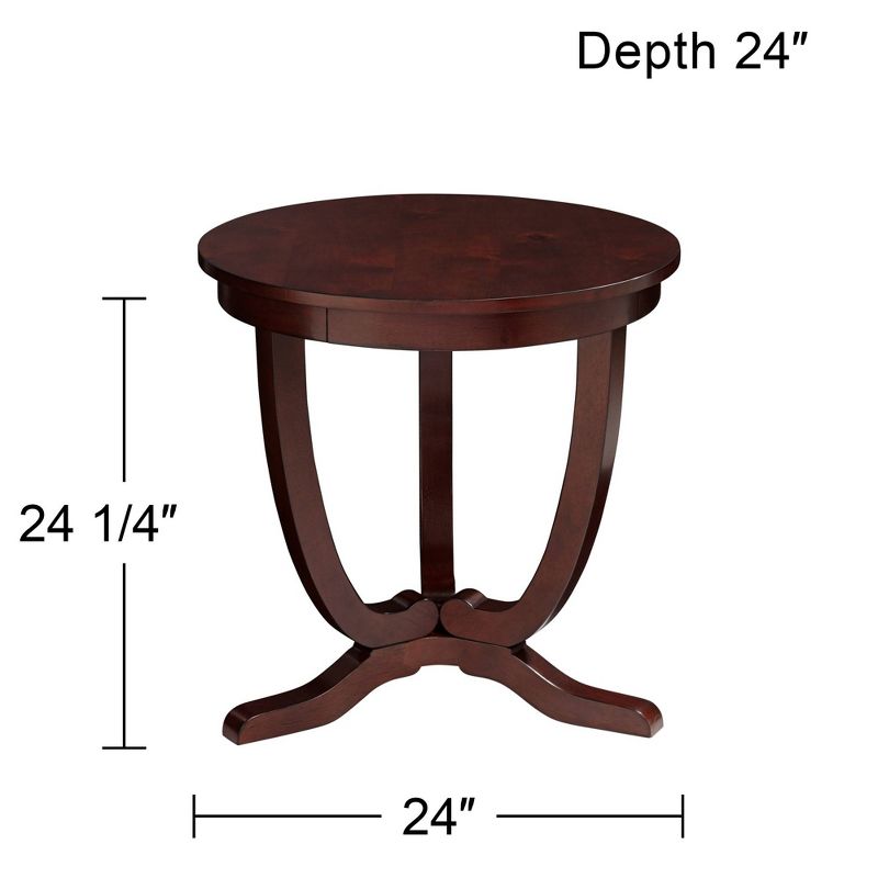 Elm Lane Nash-II Vintage Espresso Wood Round Accent Table 24" Wide Dark Brown Curving Legs for Spaces Living Room Bedroom Bedside Entryway Office Home, 4 of 8
