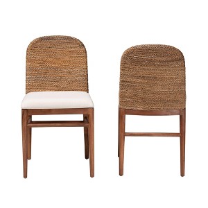 bali & pari 2pc Nadim Natural Seagrass and Acacia Wood Dining Chair Set White/Natural Brown/Natural Seagrass - 1 of 4