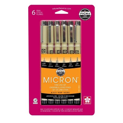 Pigma 6ct Micron Drawing Pens Black Tones - Sakura