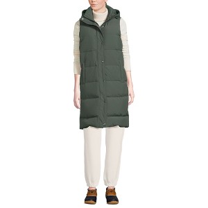 Lands' End Women's Wide Channel 600 Down Puffer Long Vest - 1 of 4