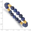 Chisel Stainless Steel Polished Yellow IP-plated 6-8mm Lapis Beaded Stretch Bracelet - 2 of 3