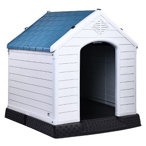 Gulches 29 Inch Blue Plastic Dog House - Insulated, Sturdy Assembled Kennel with Elevated Floor & Ventilation for Small-Large Dogs - 1 of 4