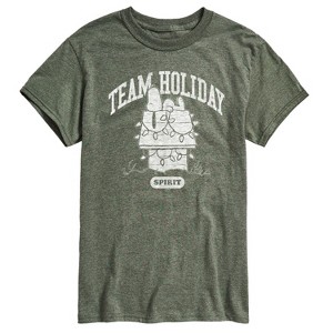 Men's - Peanuts - Snoopy Christmas Lights Dog House Team Holiday Spirit Short Sleeve Graphic T-Shirt - 1 of 4