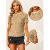 INSPIRE CHIC Women's Sequin Velvet Crew Neck Short Sleeve T-shirt - 2 of 4
