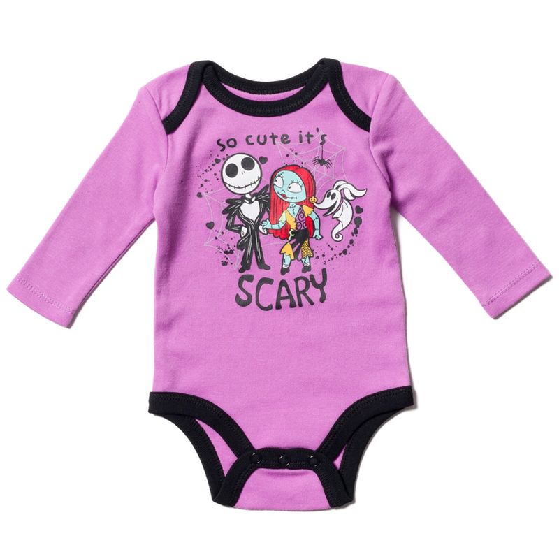 Disney Nightmare Before Christmas Zero Sally Jack Skellington Baby Girls 3 Pack Bodysuits Newborn to Infant , 2 of 8