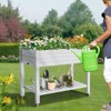 VisioGear Raised Garden Bed, Rectangle Planter with 4 Wheels, Mobile Garden Planter with 1 Shelf for Backyard, Grey, 48"*24"*33" - 2 of 4