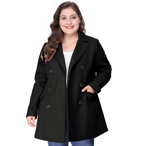 Agnes Orinda Women's Plus Size Winter Outfits Notched Lapel Double