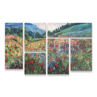 Field of Wild Flowers Multi Panel Canvas Art Set