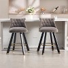 Set of 2,Back pull point design, velvet material, 360¡ã rotation, back pull loop detachable design, rivet decoration, square foot wooden bar chair - 2 of 4