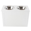 Elevated Dog Bowls with Storage - 16-Inch-Tall Feeding Tray with Hidden Storage Space for Pet Supplies - 50oz Capacity Bowls by PETMAKER (White) - 4 of 4