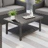 Martha Stewart Bedford Indoor-Outdoor Patio Coffee Table with Lower Storage Shelf and Engineered Wood Top in Rattan Wicker - 2 of 4