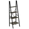 Lavish Home 4-Tier Ladder Bookshelf – Freestanding Industrial Style Wooden Shelving, Gray/Black - 2 of 4