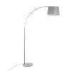 LumiSource March Contemporary Floor Lamp in White Marble and Nickel with Gray Linen Shade: Metal Body, Push Button Foot Switch - 3 of 4