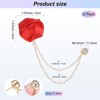 Unique Bargains Cloth Flower Lapel Pin with Gold Badge Tassel Chain for Men Wedding 1.57 inch 2 Pcs - 3 of 4