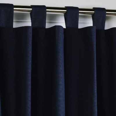 Navy Cotton Room-Darkening Tab Top Curtain Panels, 84" x 80"