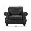 Mid-Century Modern Armchair with Rivet and Breathable Leather Upholstery - 3 of 4