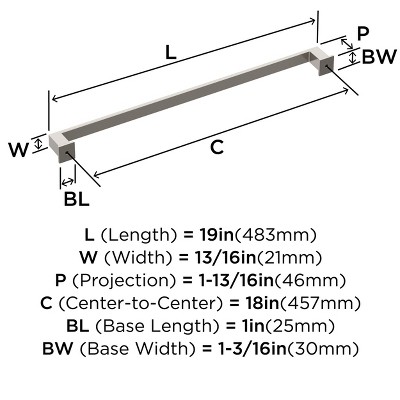 Satin Nickel 19" Traditional Appliance Pull with Mounting Hardware
