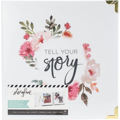Heidi Swapp Storyline2 D-Ring Album 8.5"X11"-White Floral