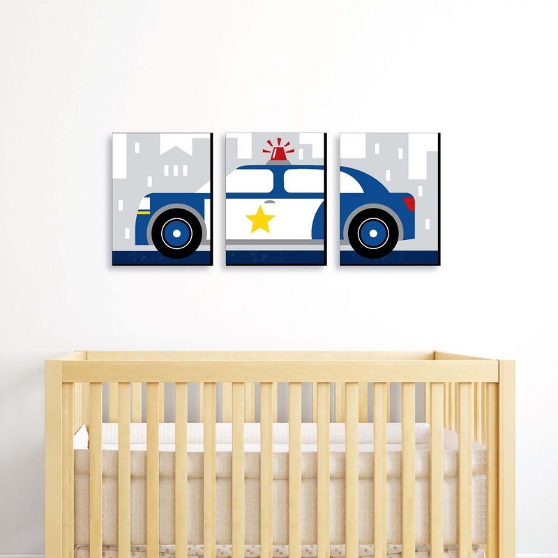 Big Dot of Happiness Calling All Units - Police - Cop Car Nursery Wall Art and Kids Room Decor - 7.5 x 10 inches - Set of 3 Prints, 2 of 8