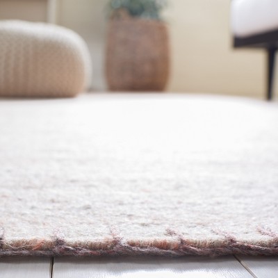 Light Pink Handmade Wool Flat Weave Area Rug, 4' x 6'