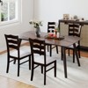 Tangkula Dining Chairs Set of 4 Fabric Rubber Wood Legs Padded Seat Wavy Backrest Armless - 3 of 4