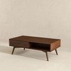 Caroline Mid-Century Modern Walnut Coffee Table Solid Wood 23.5x47.5x17.5 inches for Living Room, Home Small Space, Brown - 3 of 4