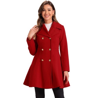 INSPIRE CHIC Women's Winter Long Lapel Collar Double Breast Coats