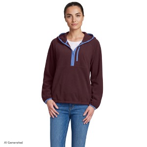 Lands' End Women's Anyweather RainDefense Hooded Half Zip Fleece