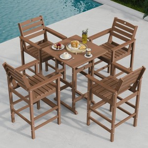 GardenJoy 5-Piece Bar Height Patio Table and Chairs Set, 30.2" - Weather Resistant, Outdoor - 1 of 3