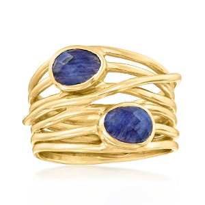 Ross-Simons 1.40 ct. t.w. Sapphire Multi-Row Ring in 18kt Gold Over Sterling - 1 of 4