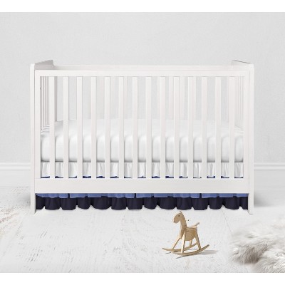 Bacati - 3 Layer Ruffled Crib/Toddler Bed Skirt - White/Blue/Navy