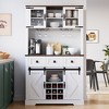 Whizmax 72" Tall Kitchen Pantry Cabinet, Kitchen Hutch Storage Cabinet with Sliding Barn Door, Buffet Sideboard with Microwave Stand and 3 Drawers - 3 of 4