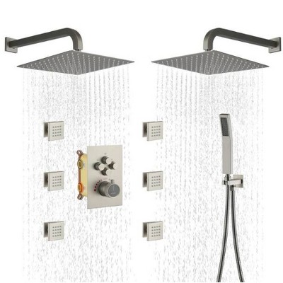 CASAINC Single Handle 1-Spray Thermostatic 4-function Shower Faucet Dual Showerhead