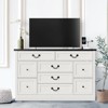 Farmhouse 9-Drawer Dresser with Charging Station, 54" Wide Wood Chest of Drawers with Metal Handles, Vintage TV Stand for Bedroom & Living Room - 2 of 4