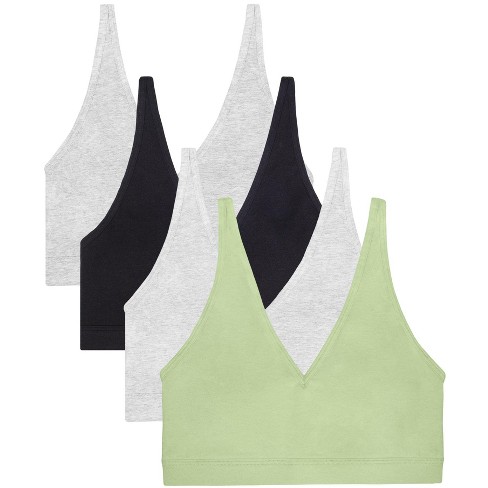 Smart & Sexy Women's Comfort Cotton Plunge Bralette 4 Pack  Grey/black/grey/glass Green L : Target