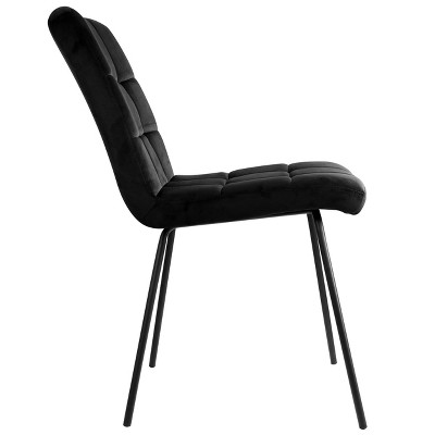 Elama Black Velvet Tufted Accent Chairs with Metal Legs - 2 Piece Set