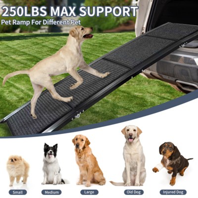 Dog Ramp for Car, 71" Long & 20" Wide Folding Portable Pet Stair Ramp with Non-Slip Rug Surface, Extra Wide Dog Steps for Dogs Up to 250LBS
