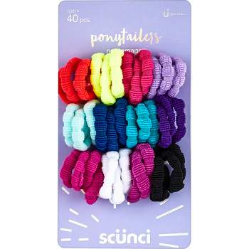 scünci Kids No Damage Cotton Elastic Hair Ties - Assorted Colors - 40pcs