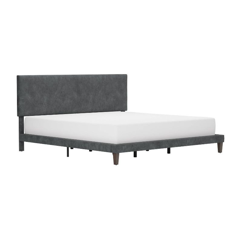 Muellen Upholstered Platform Bed with 2 Dual USB Ports Graphite Gray Vinyl - Hillsdale Furniture, 1 of 16