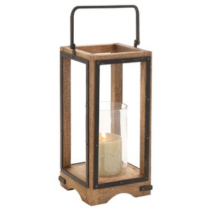 Rustic Candle Holder (22") - Olivia & May: Decorative Metal & Glass Lantern for Porch, Tabletop Display - 1 of 4