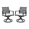 VYNXARIA Modern Classic Outdoor Patio Cast Aluminum 2PCs Dining Swivel Rockers with Textured Ember Black Finish - 2 of 4