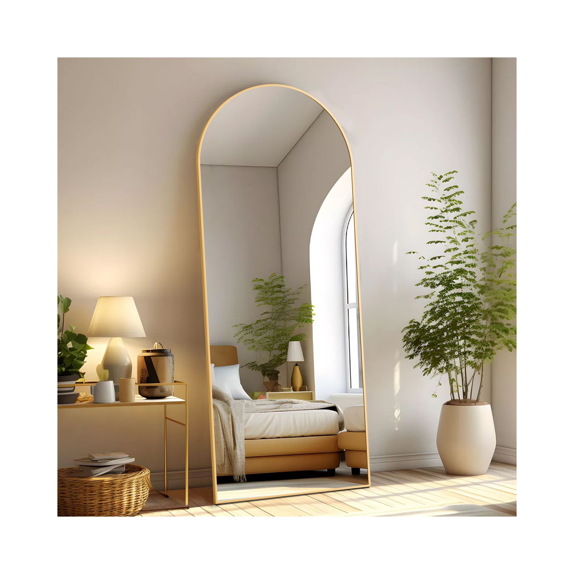 JIONJOY 26"x68" Extra - Large Full - Length Mirror, Wall - Mountable or Leaning, Transforming Your Living Room and Cloakroom- Gold