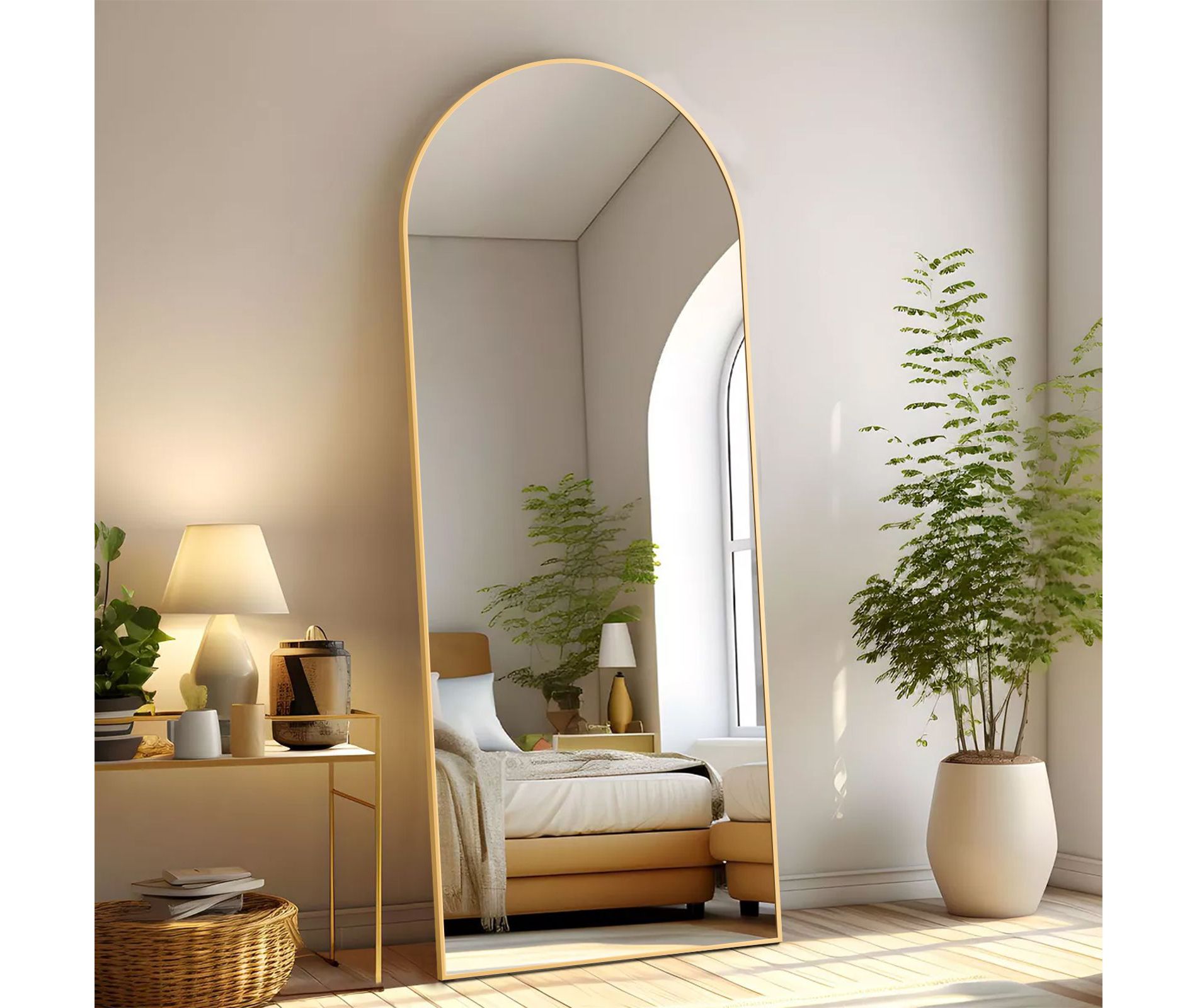 JIONJOY 24"x65" Extra - Large Full - Length Mirror, Wall - Mountable or Leaning, Transforming Your Living Room and Cloakroom- Gold